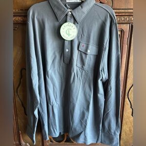 Criquet Men's Dark Gray long sleeve polo Shirt